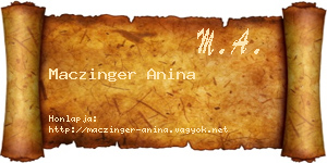 Maczinger Anina névjegykártya